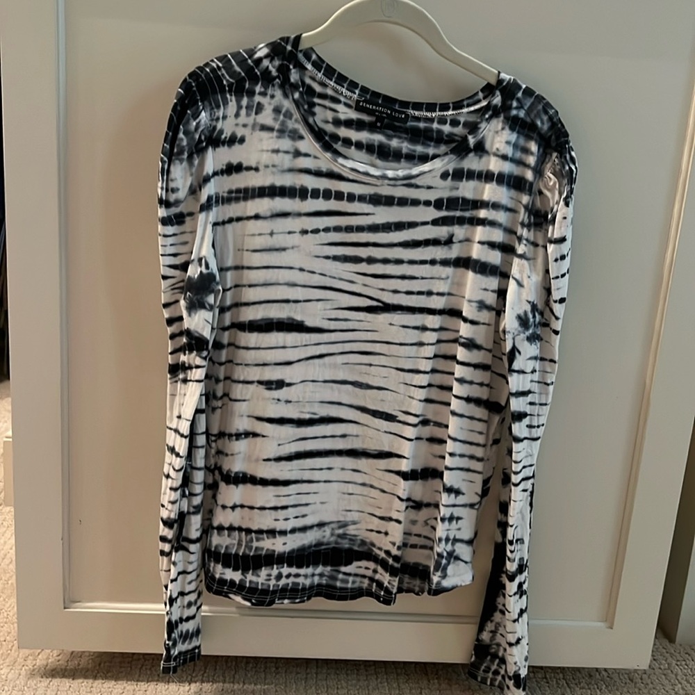 Generation Love blue white tie dye long sleeve puff shoulder size Medium